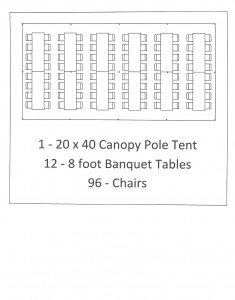 20x40 canopy pole tent 8 foot table seating