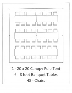 20x20 canopy pole tent 8 foot table seating