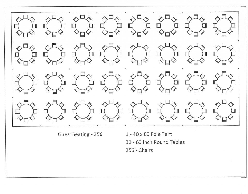 40x80 pole tent round table seating