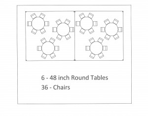 15x30 frame tent round table seating