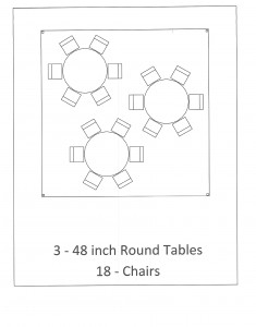 15x15 frame tent round table seating