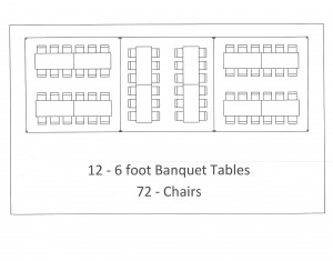 15x45 frame tent banquet table seating