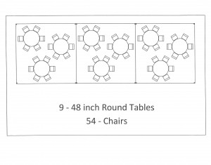 15x45 frame tent round table seating
